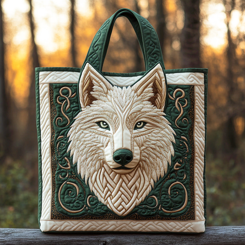 Lunar Wolf Spirit Quilted Tote Bag NCU0TD1161