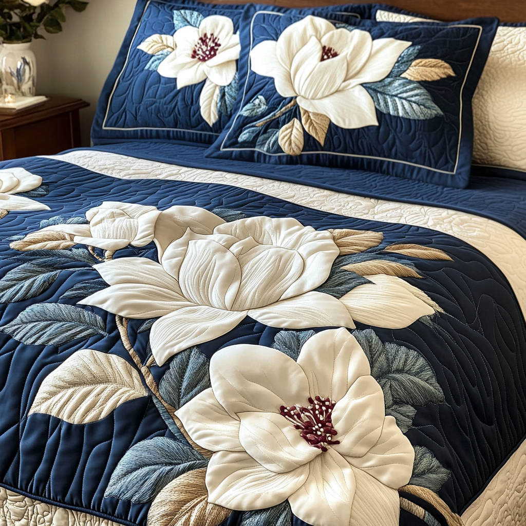 Hibiscus Haven 3-Piece Quilted Bedding Set NCU0NVH760 main image 1
