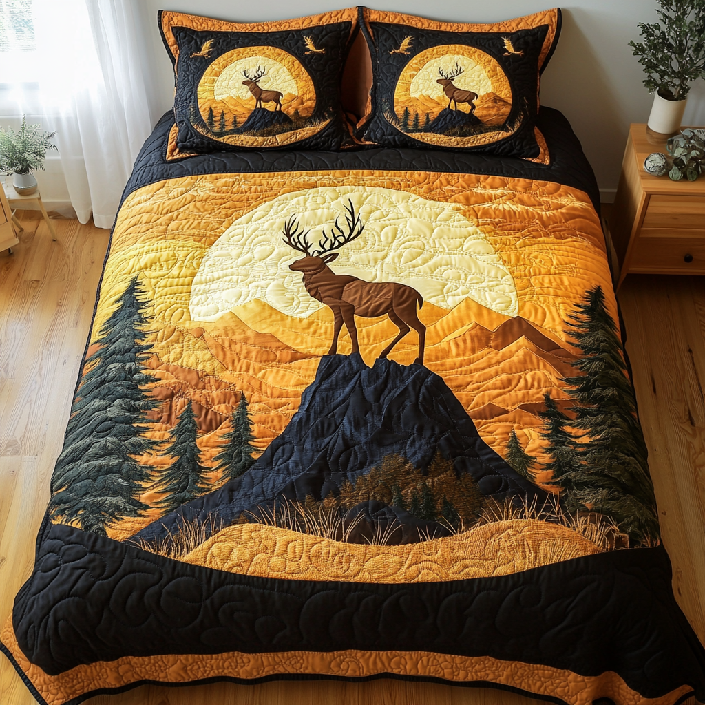 Wild Stag 3-Piece Quilted Bedding Set NCU0PVL063