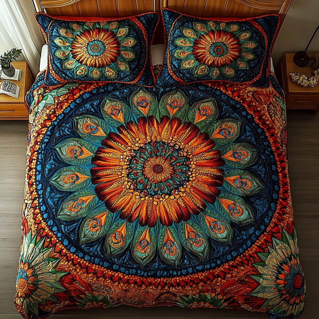 Mandala Zenith 3-Piece Quilted Bedding Set NCU0VL864