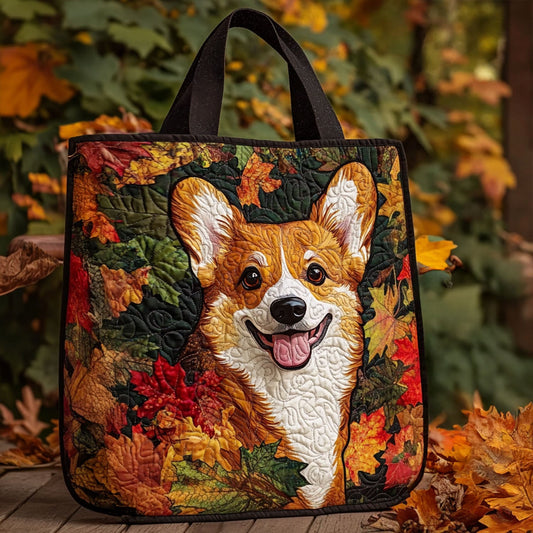 Maple Leaf Corgi Quilted Tote Bag NCU0PT9352
