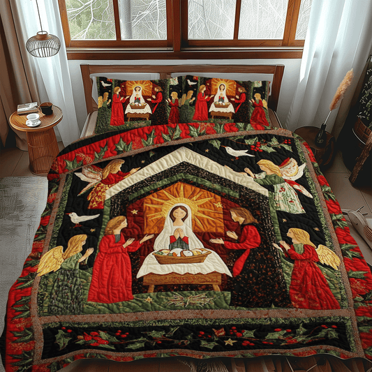 Mary And Joseph 3-Piece Quilted Bedding Set NCU0PD760