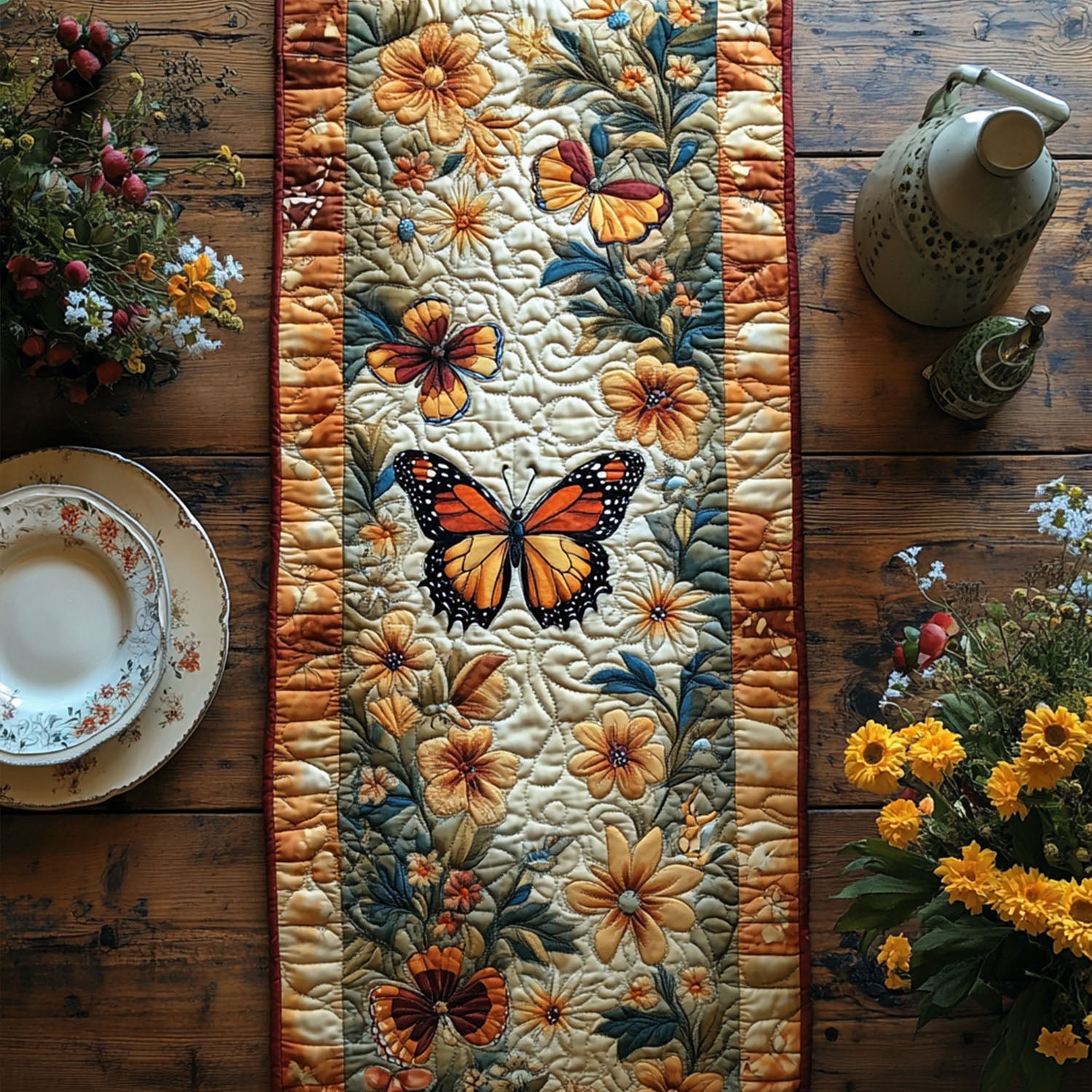 Meadow Wings Quilted Table Runner NCU0PT4104 – Vantique
