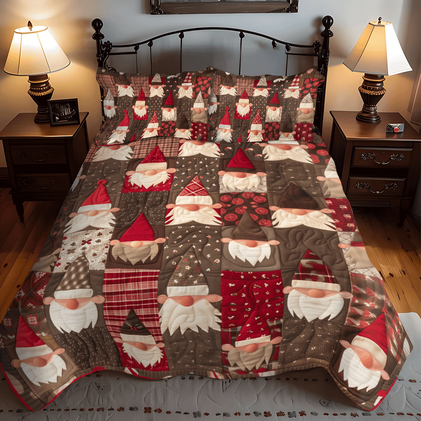 Merry Gnome Gatherings 3-Piece 3-Piece Quilted Bedding Set NCU0DV203