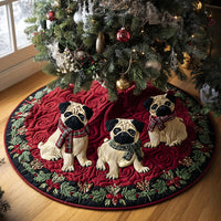 Merry Pugmas Quilted Christmas Tree Skirt NCU0DV8048