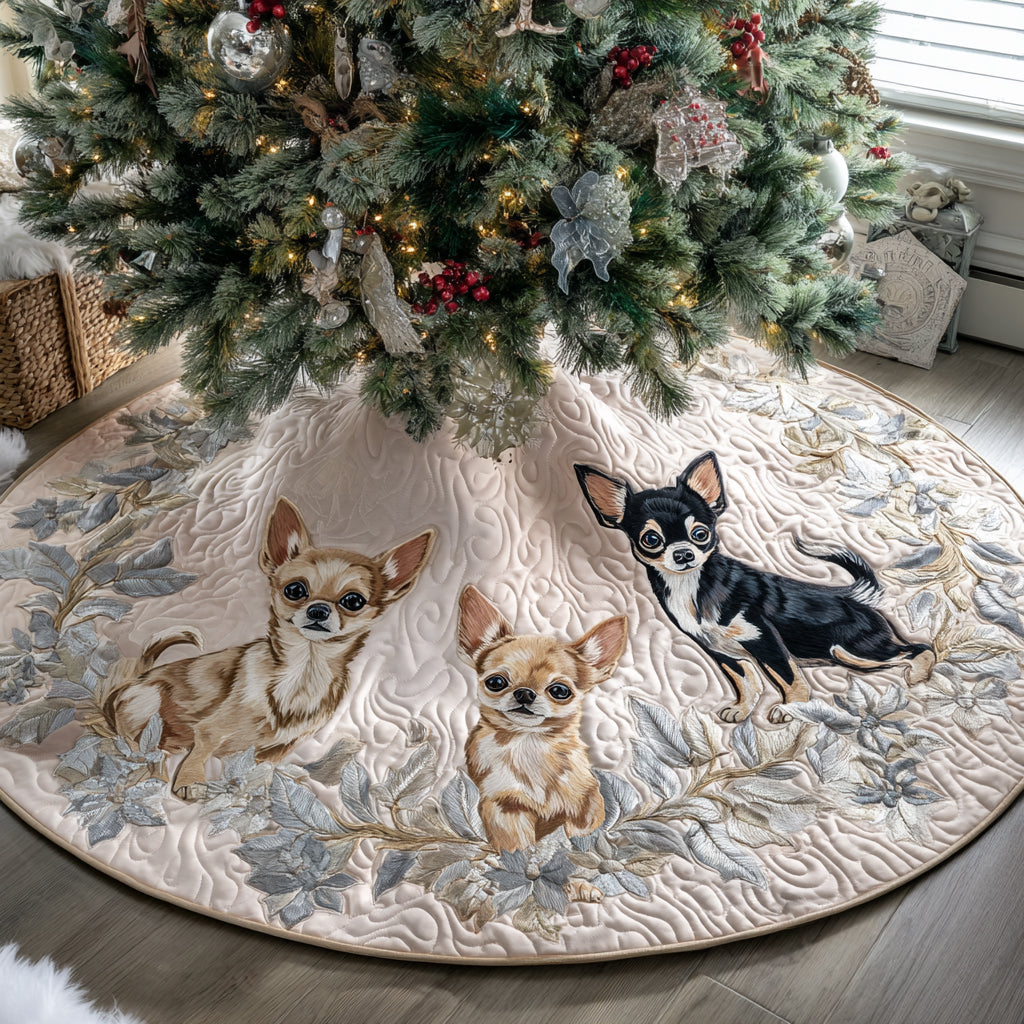 Pug Delight Christmas Quilted Tree Skirt NCU0DDK1493