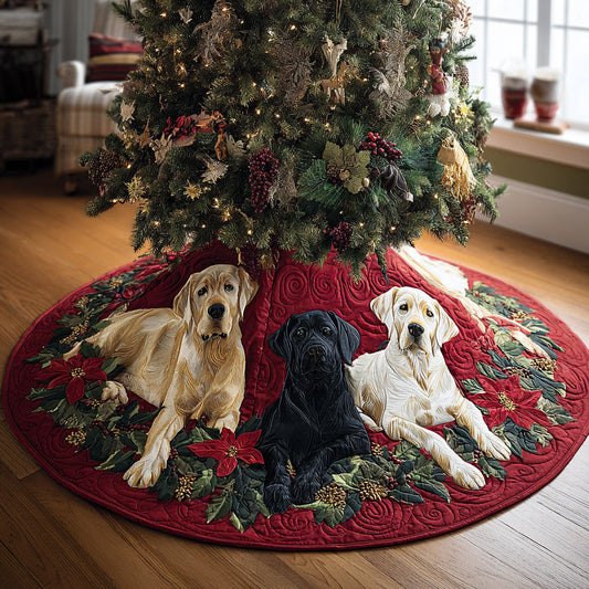Merry Lab Moments Christmas Quilted Tree Skirt NCU0DV8264