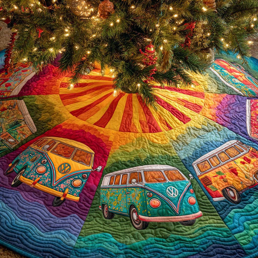 Merry Roadtrip Glow Quilted Tree Skirt NCU0XD1336