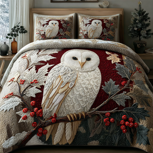 Midnight Owl 3-Piece Quilted Bedding Set NCU0DK10482