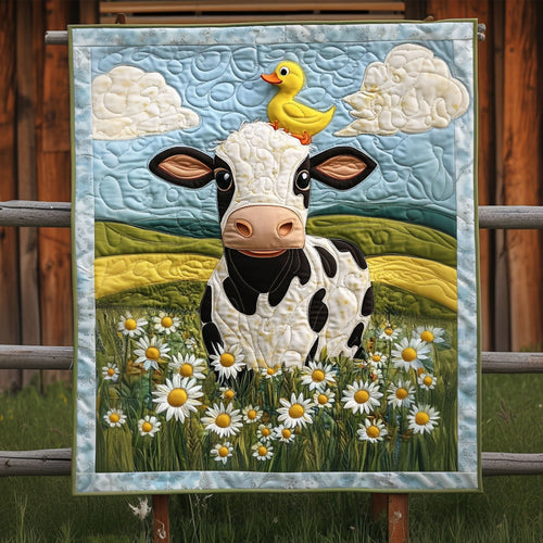 Mooing Among Flowers Quilted Blanket NCU0PT5743