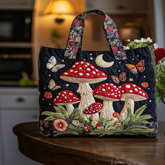 Moonlit Mushrooms Quilted Tote Bag NCU0NT9241