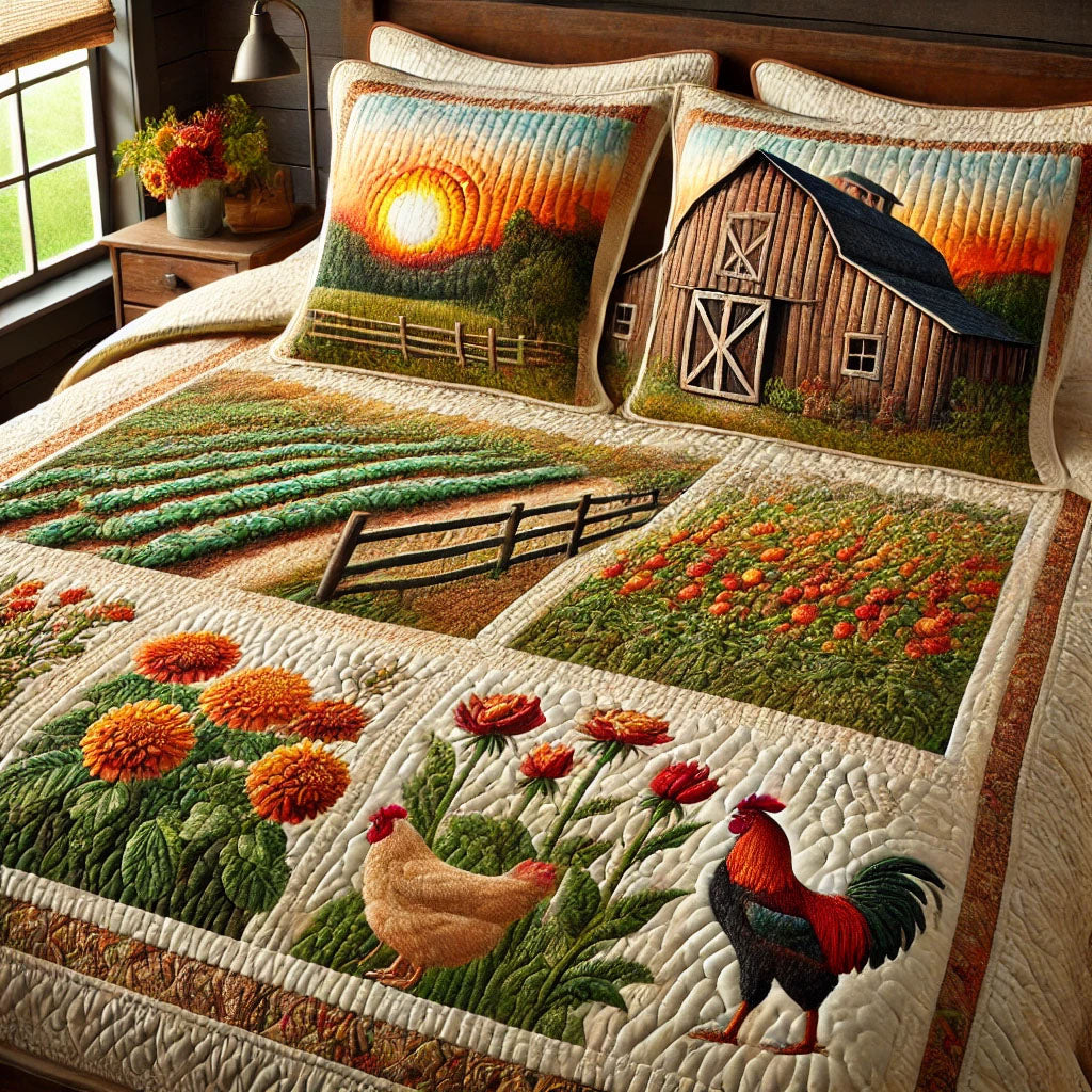 Cozy Catnap Meadow 3-Piece Quilted Bedding Set NCU0PVL049