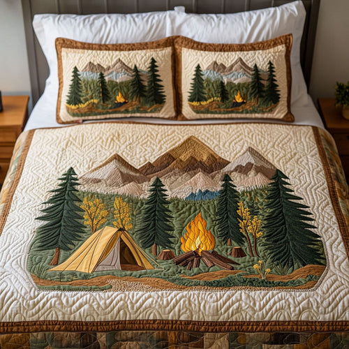 Mountain Campfire 3-Piece Quilted Bedding Set NCU0NT2941