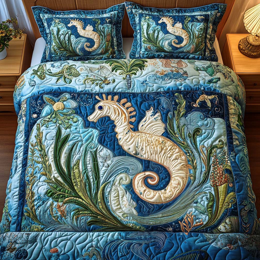 Mystic Tide 3Piece Quilted Bedding Set NCU0NT2198 Vantique