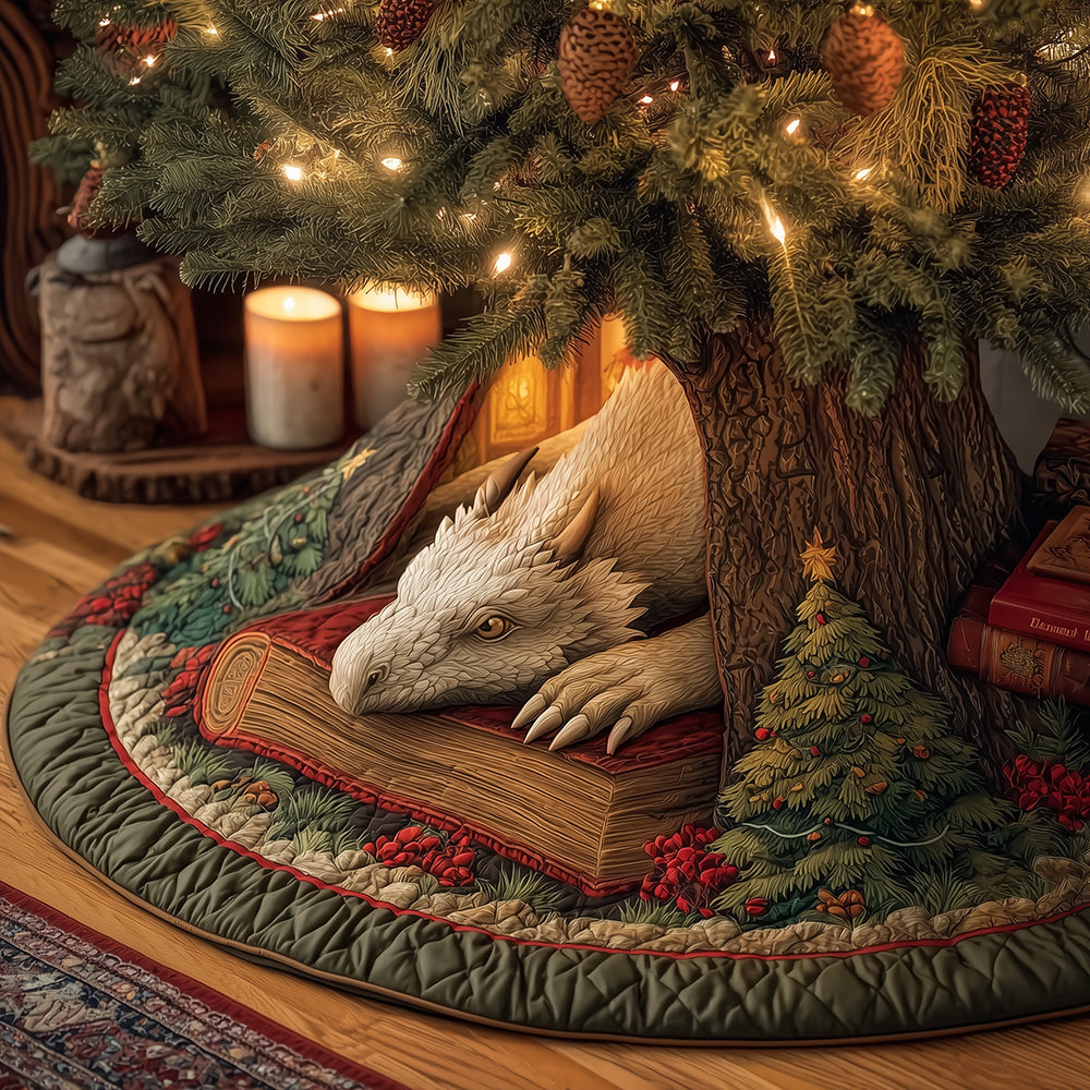 Mystic Winter Dragon Christmas Quilted Tree Skirt NCU0TH3659