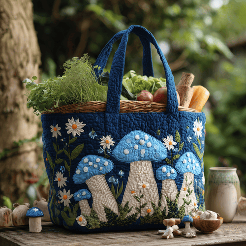 Mystical Mushroom Quilted Tote Bag NCU0TH2889
