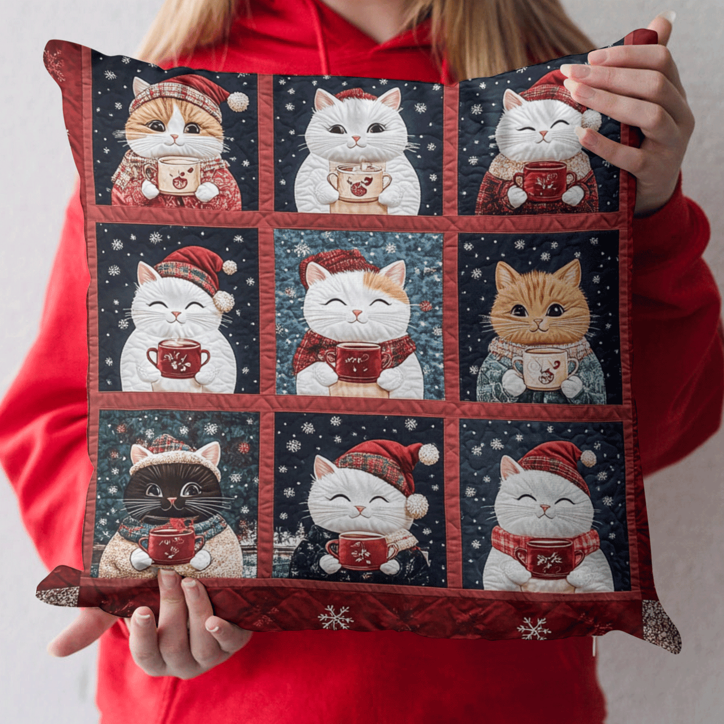 Christmas Cats Quilted Pillow Case NCU0TL1309