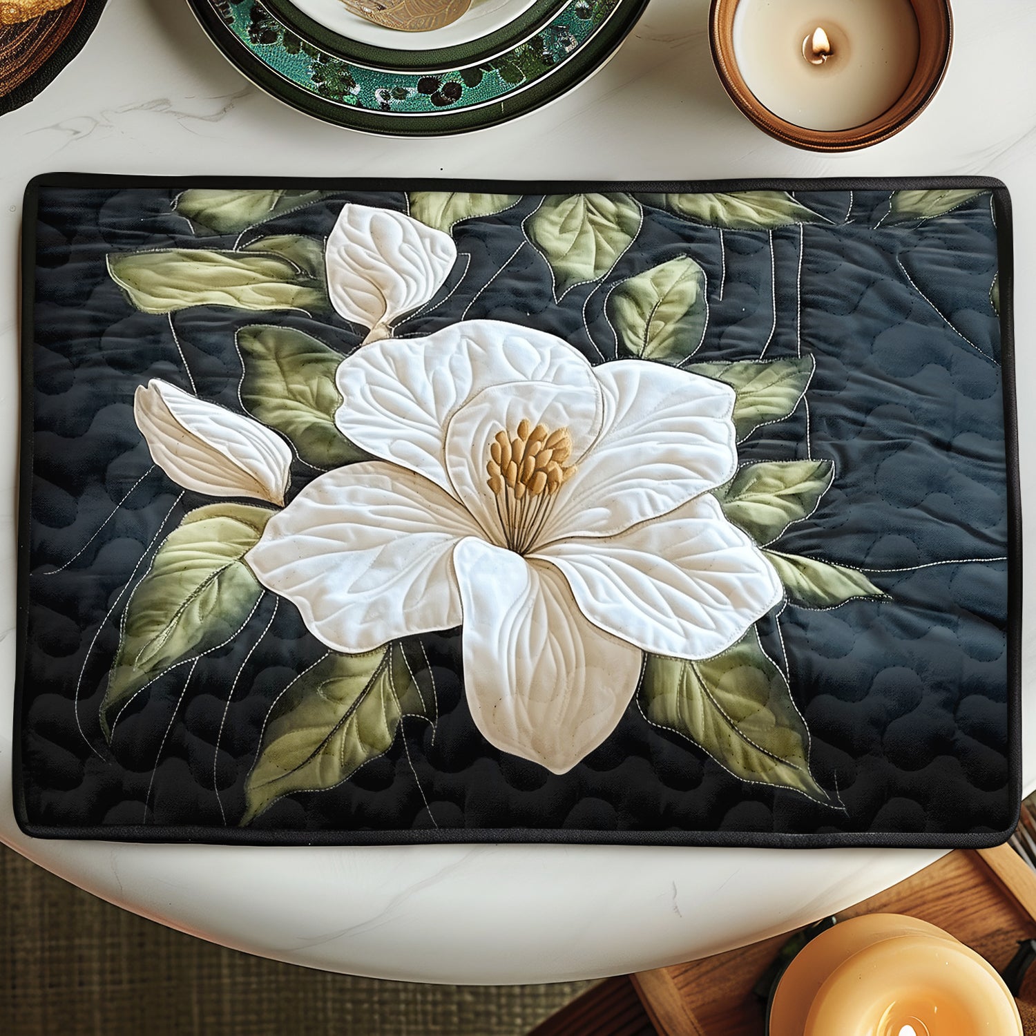 Magnolia Bloom Quilted Table Topper NCU0NNT980 main image 1