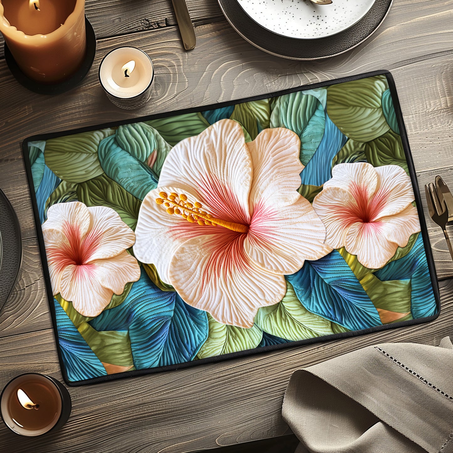 Hibiscus Bloom Quilted Place Mat NCU0VH4114