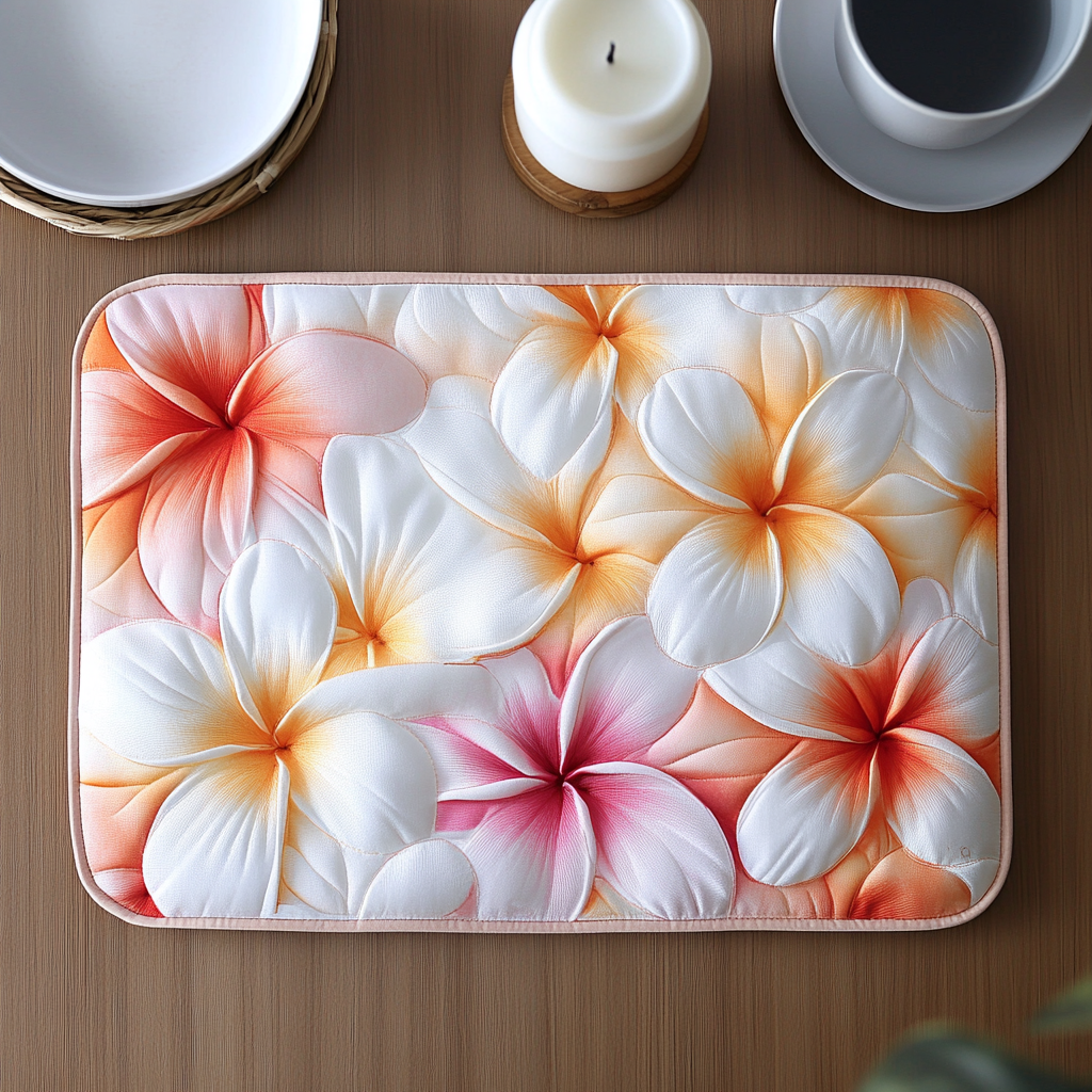 Plumeria Shoreline Quilted Round Mat GFTOTP8160