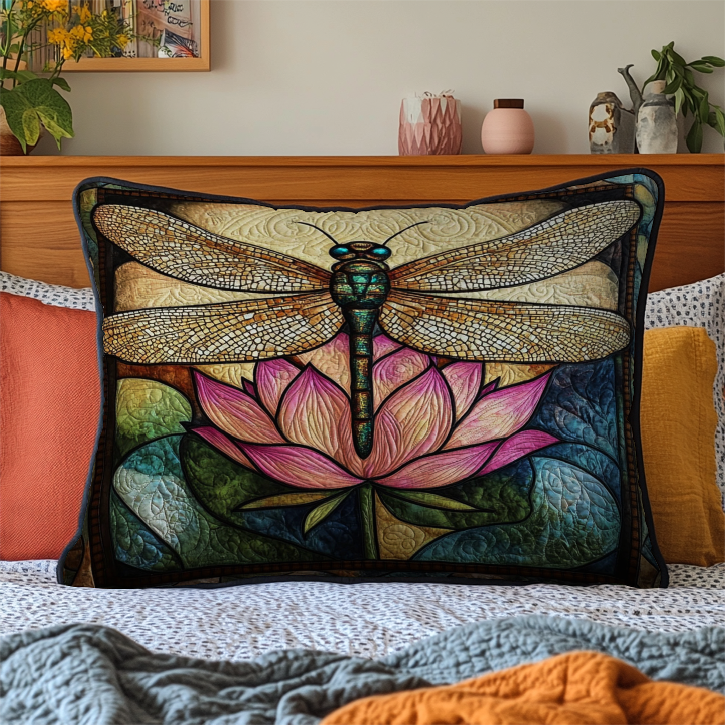Nature Dragonfly Quilted Bedding Pillow Case NCU0NT3789