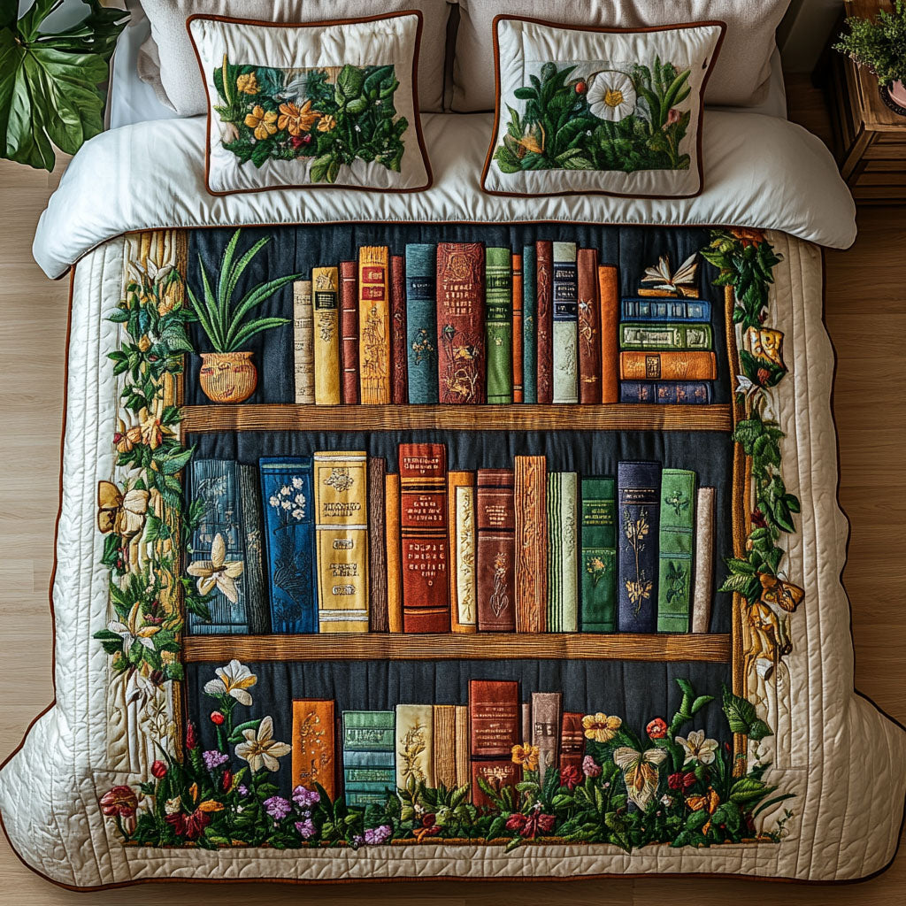 The Book Nook 3-Piece Quilted Bedding Set NCU0PTT245