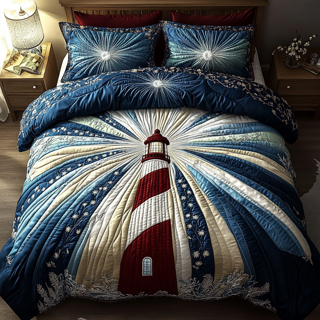 Lighthouse Haven 3-Piece Quilted Bedding Set NCU0DDK113