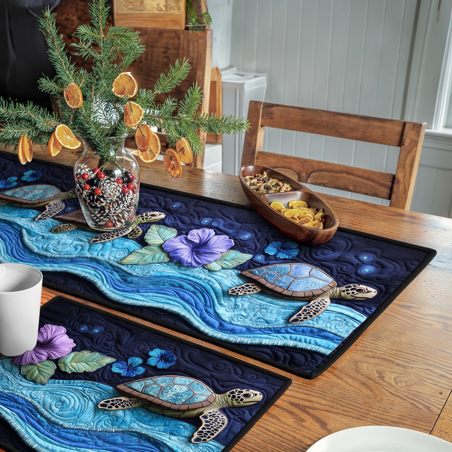 Neon Tides Quilted Table Runner and Quilted Place Mat Set NCU0PT4610