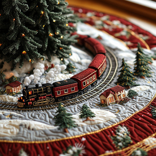 North Star Train Quilted Christmas Tree Skirt NCU0DV7904