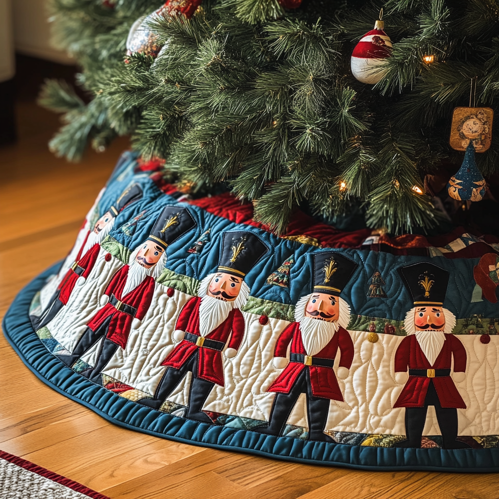 Nutcracker Charm Quilted Christmas Tree Skirt NCU0VH608