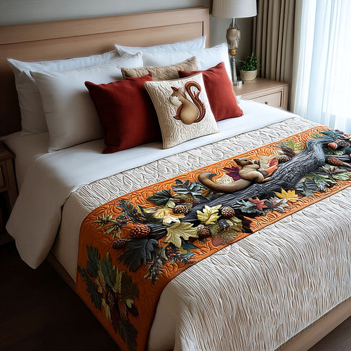Nutty Autumn Fun Quilted Bed Runner NCU0PT7940