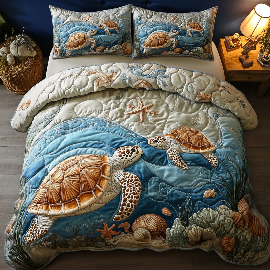 Aqua Glide 3-Piece Quilted Bedding Set NCU0DDK189 main image 0