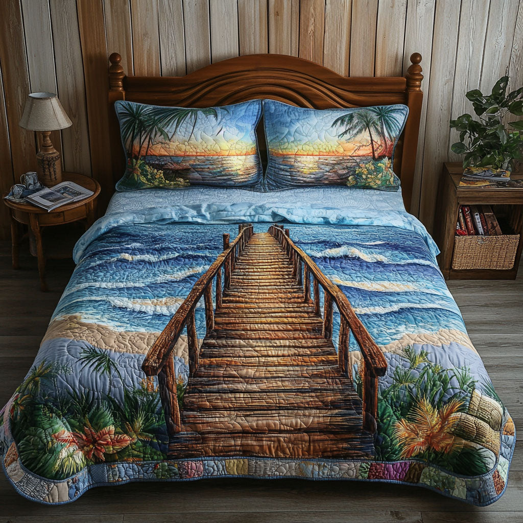 Amber Horizon 3-Piece Quilted Bedding Set NCU0NXD1718