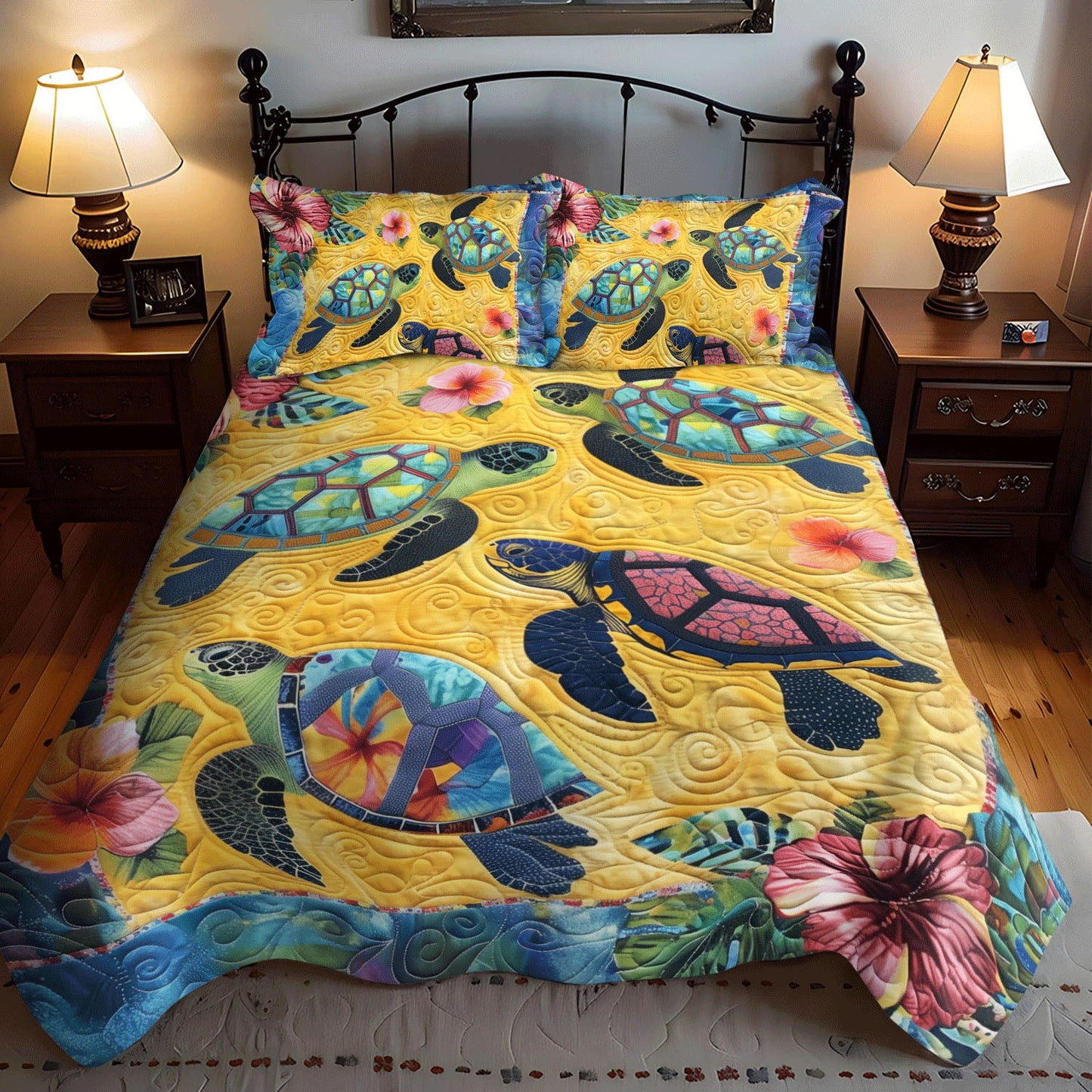 Oceanic Journey 3-Piece Quilted Bedding Set NCU0TL752