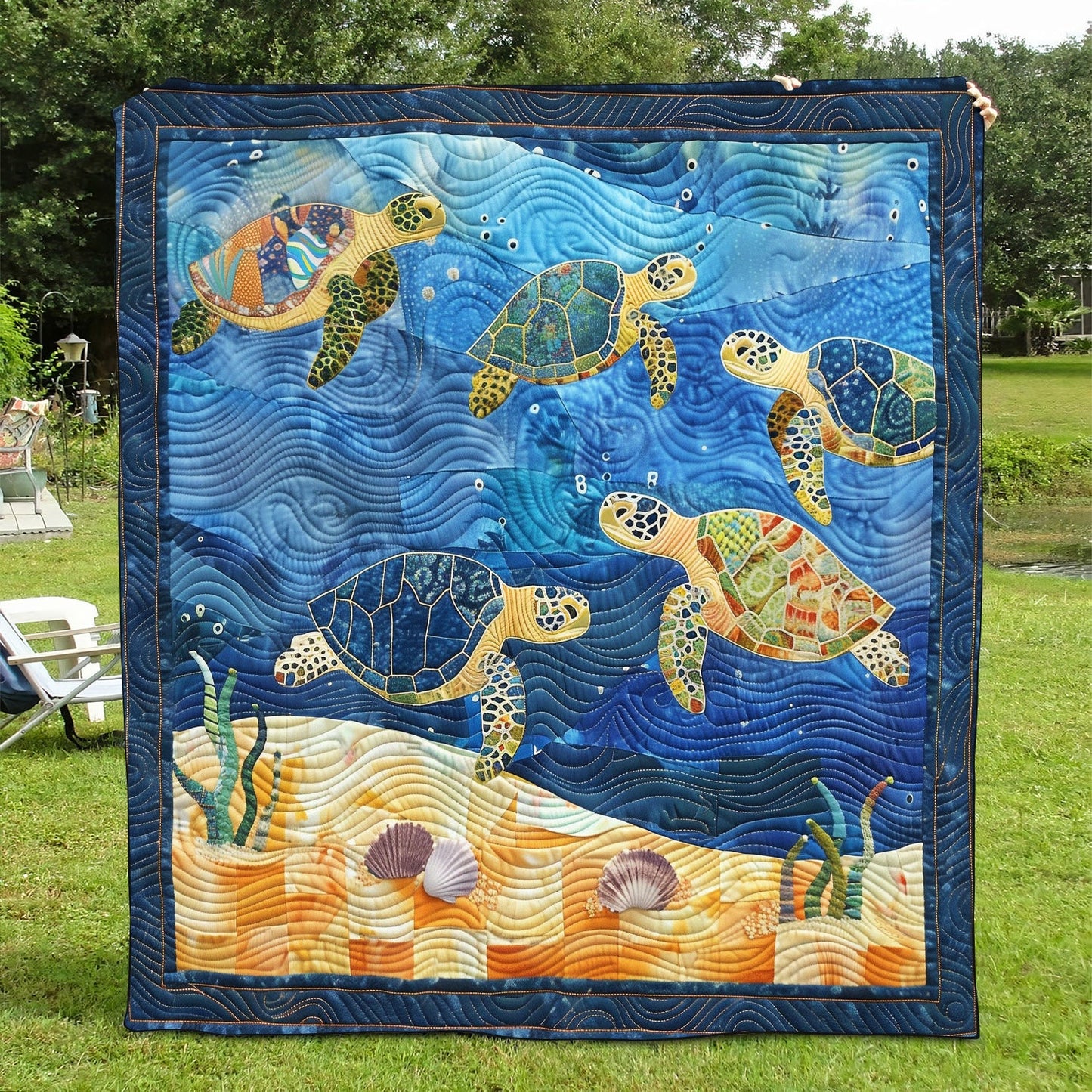 Oceanic Turtle Dance Quilted Blanket NCU0TH1184