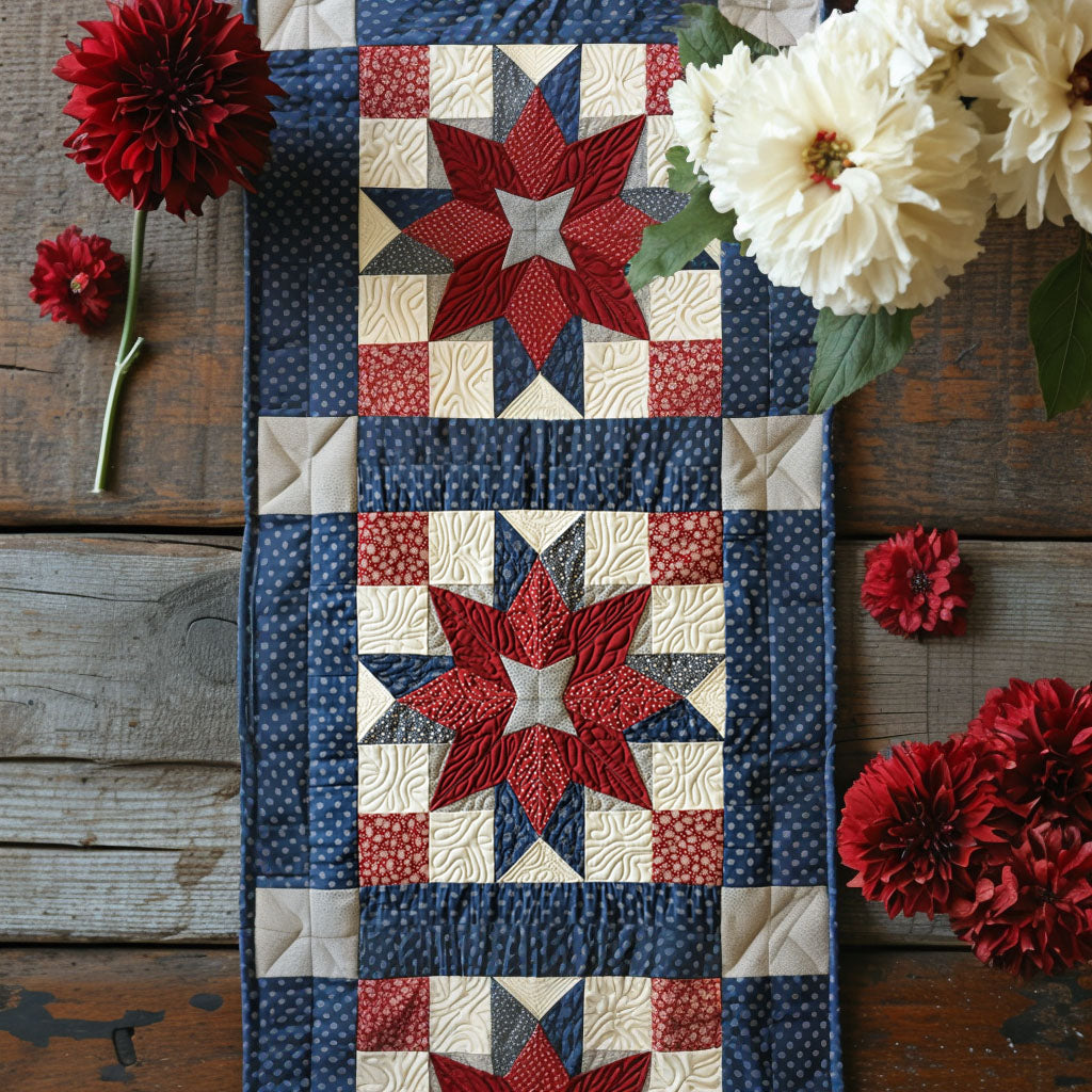 Ohio Star Patchwork Quilted Table Runner NCU0PT6198