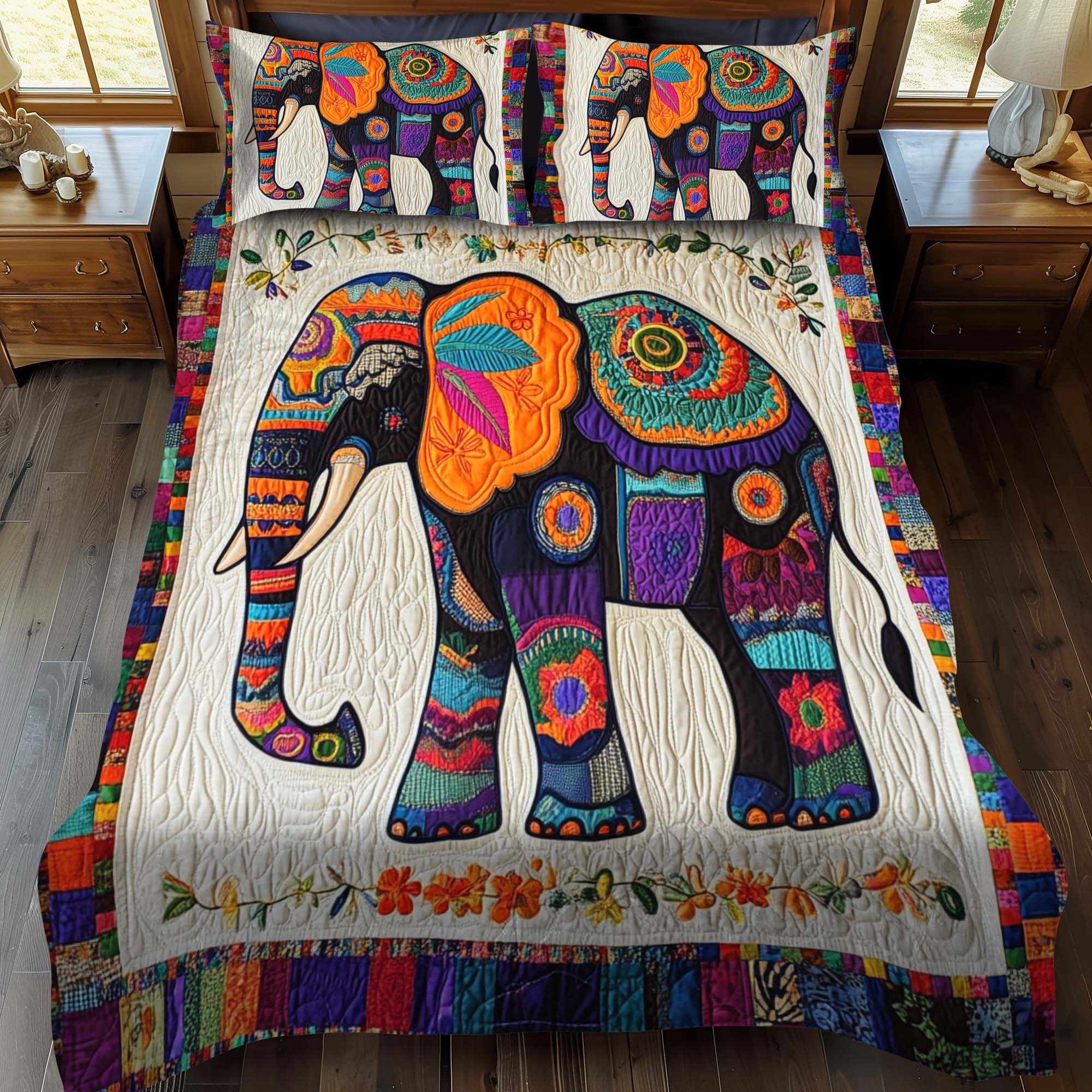 Elephant Serenity Quilted Blanket NCU0TH740