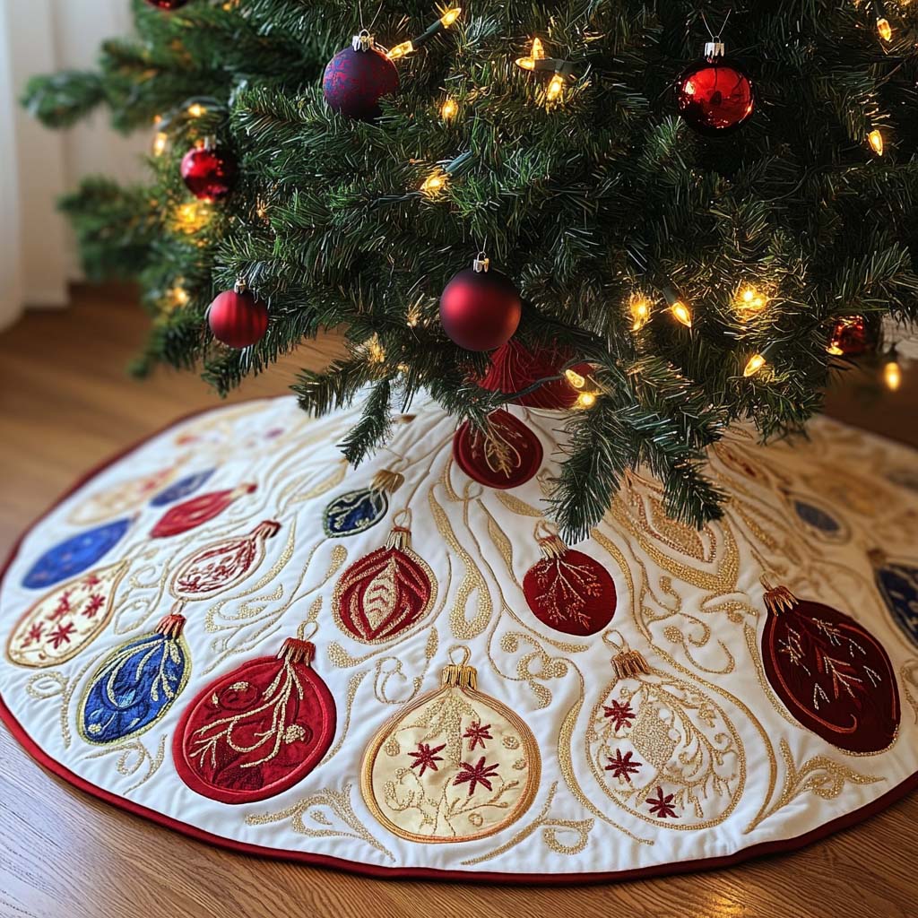 Ornate Tradition Christmas Quilted Tree Skirt NCU0NT1303