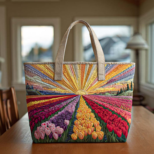 Pastel Tulip Path Quilted Tote Bag NCU0NT9372