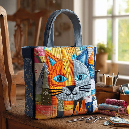 Patchwork Kitty Quilted Tote Bag NCU0TV209
