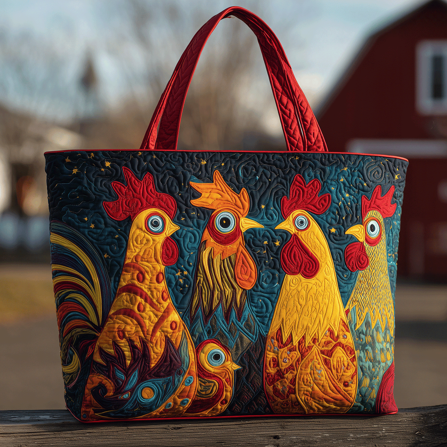 Patchy Peckers Quilted Tote Bag NCU0TH2835