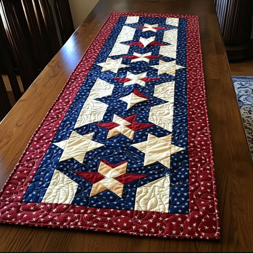 Patriotic Patchwork Quilted Table Runner NCU0PT4845
