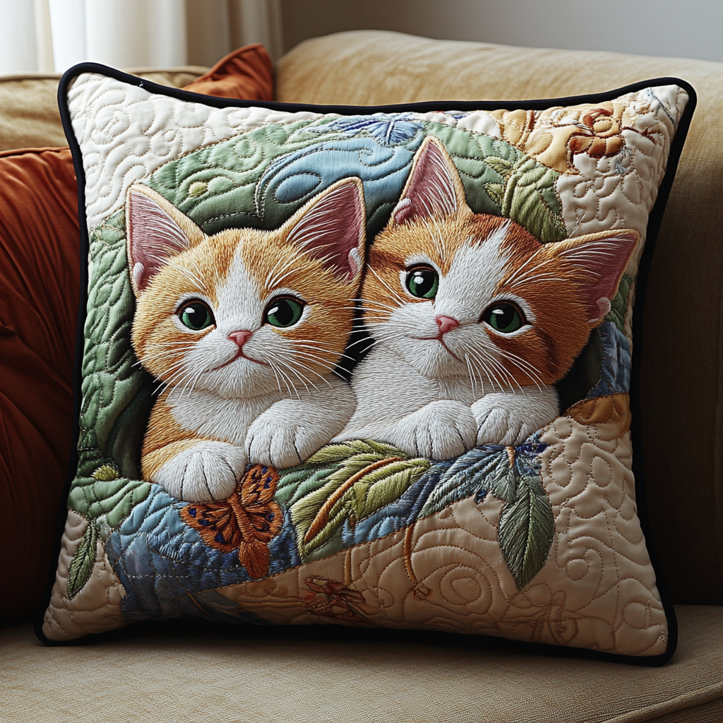 Charming Cat Quilted Pillow Case GFTONT6335