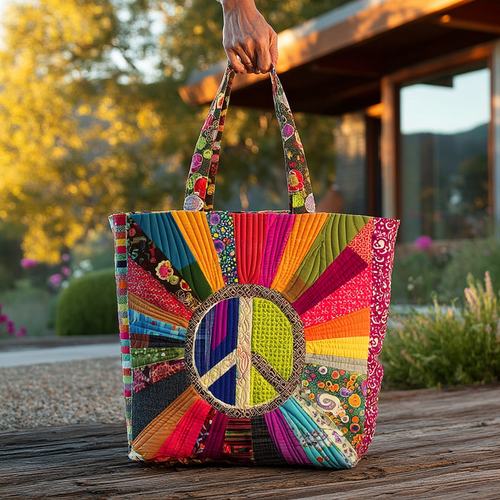 Peace Vibes Only Quilted Tote Bag NCU0PT8203