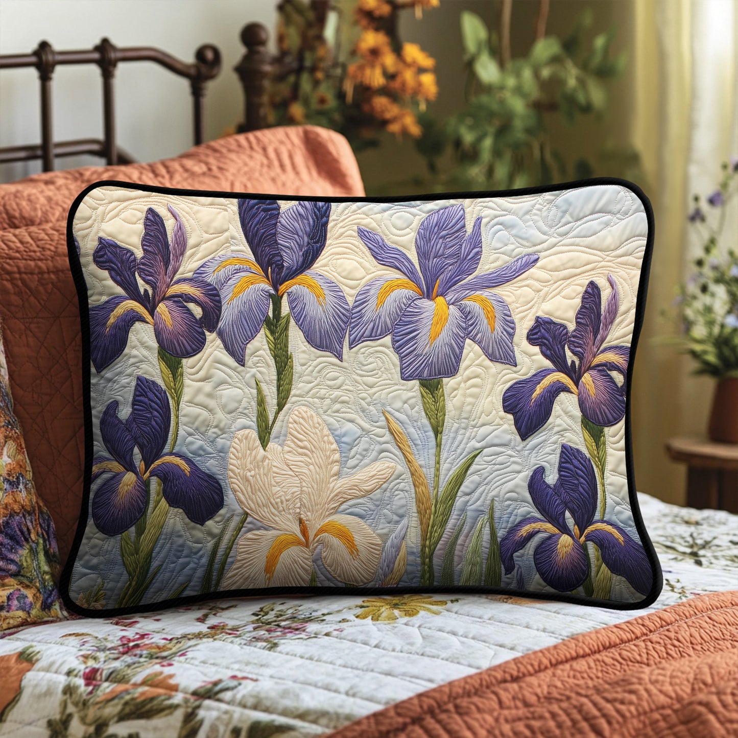 Peaceful Iris Quilted Bedding Pillow Case NCU0PT6677