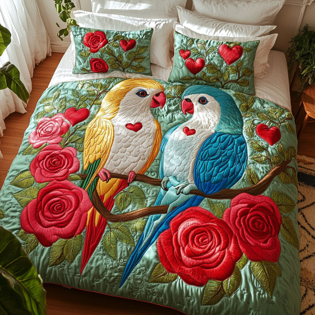 Perched in Love 3-Piece Quilted Bedding Set NCU0PT2910