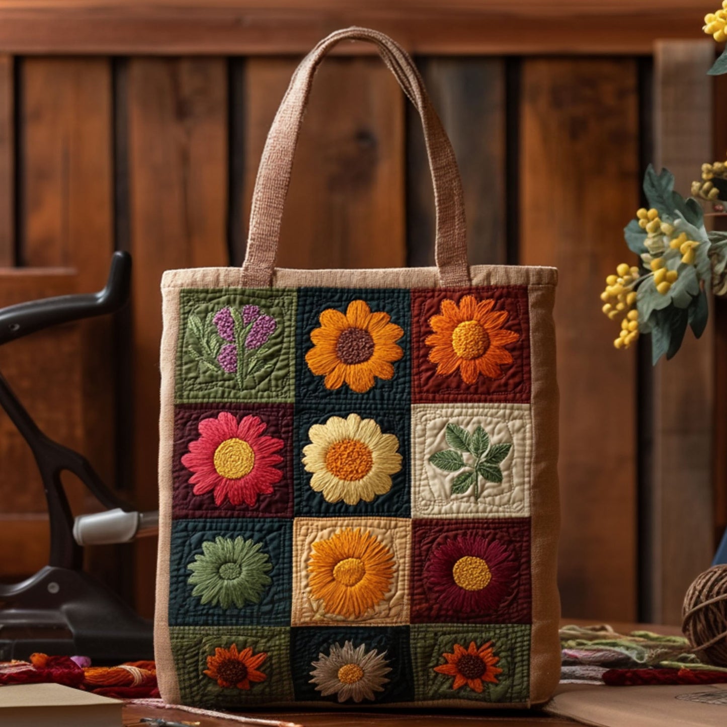 Petal Harmony Quilted Tote Bag NCU0PT7910