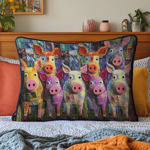 Pigs in the Patchwork Quilted Bedding Pillow Case NCU0PT5808