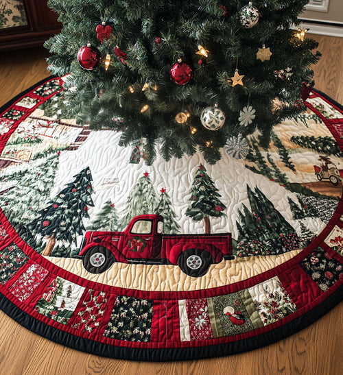 Pinecone Pathway Quilted Christmas Tree Skirt NCU0PT1034