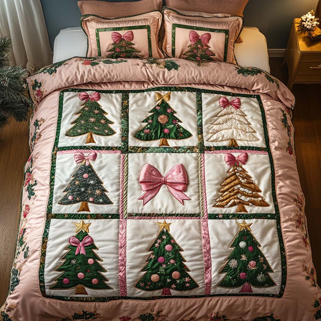 Pink Elegance 3-Piece Quilted Bedding Set NCU0NT2014